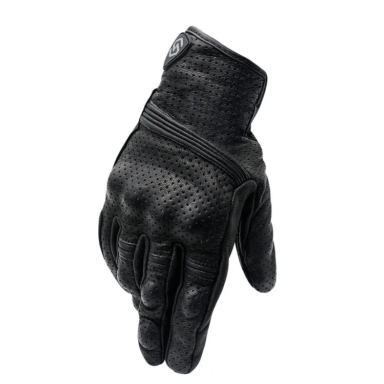 WUPP CS-1049A Outdoor Motorcycle Cycling Breathable Leather Full Finger Gloves with Holes, Size:XL(Black)