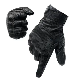 WUPP CS-1049A Outdoor Motorcycle Cycling Breathable Leather Full Finger Gloves with Holes, Size:XL(Black)