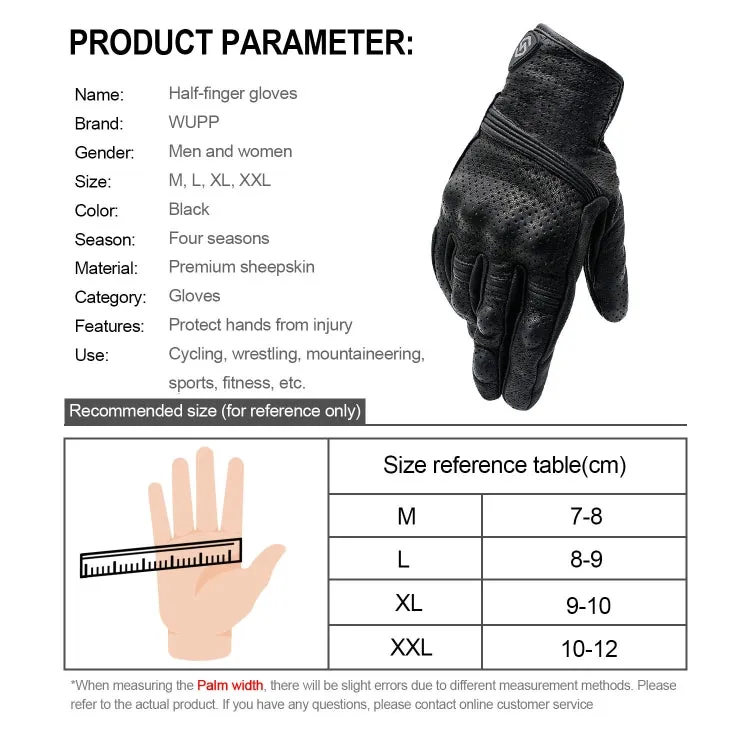 WUPP CS-1049A Outdoor Motorcycle Cycling Breathable Leather Full Finger Gloves with Holes, Size:XL(Black)