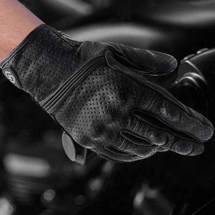 WUPP CS-1049A Outdoor Motorcycle Cycling Breathable Leather Full Finger Gloves with Holes, Size:XL(Black)