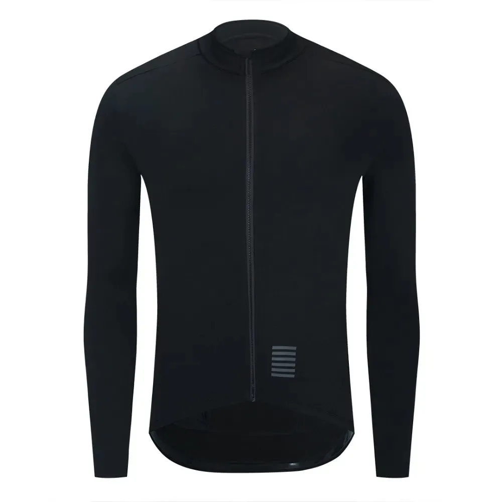 YKYW Men's Cycling Jersey Coat Autumn Winter 5-15℃ Thermal Long Sleeve Black