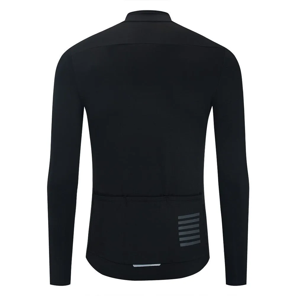 YKYW Men's Cycling Jersey Coat Autumn Winter 5-15℃ Thermal Long Sleeve Black