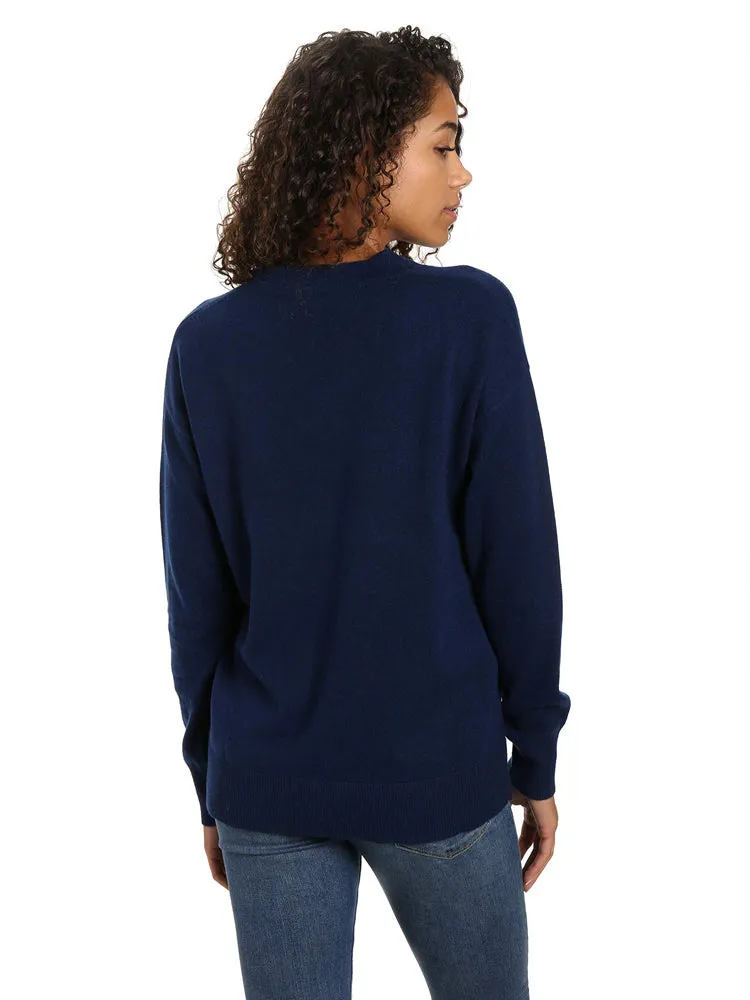 Zainuno Moizni Women's 100% Cashmere Deep V-Neck Sweater